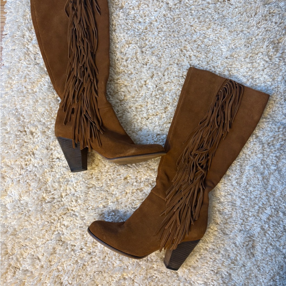 Steve Madden Brown Fringe Knee High Boots